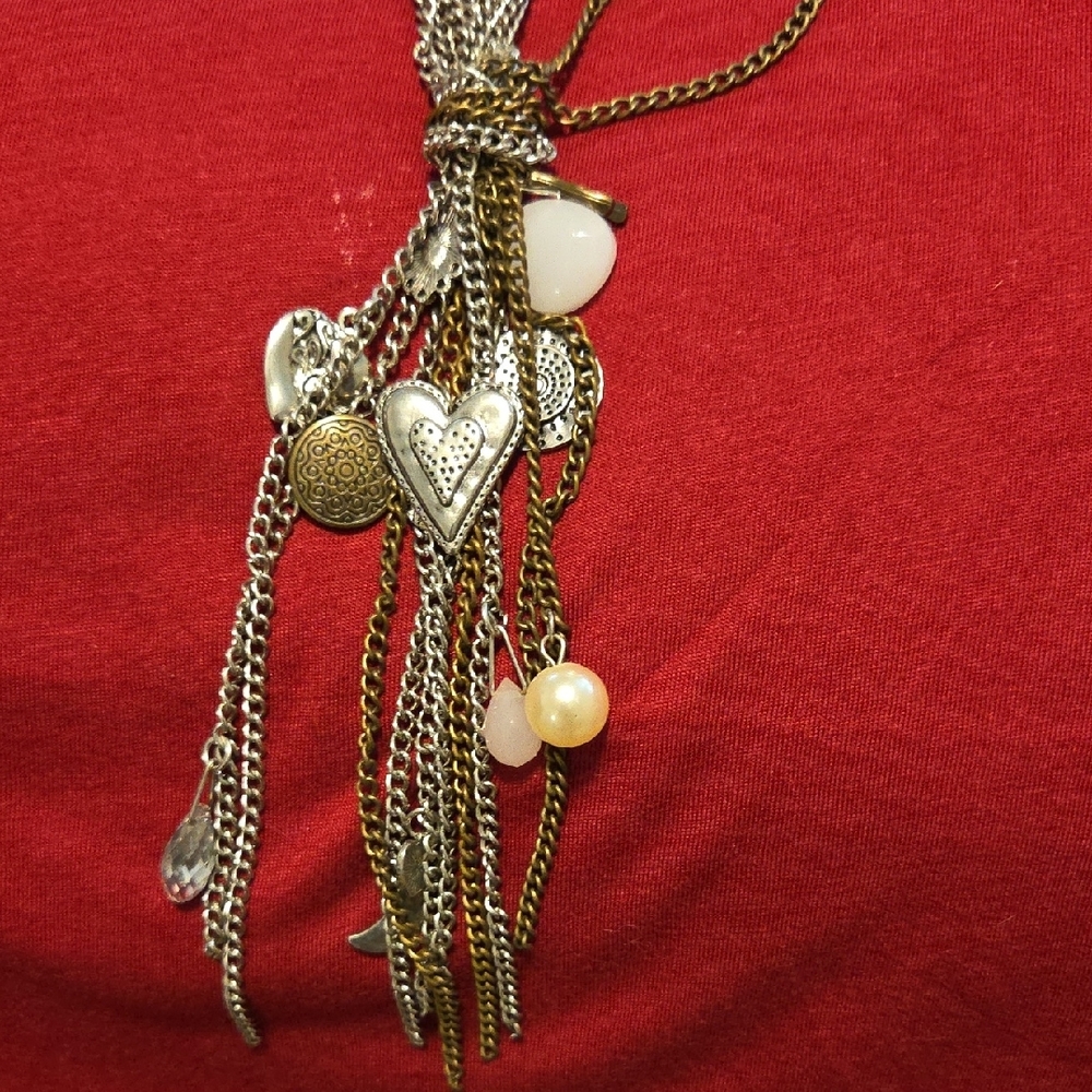 Silver Multi-Layer Fashion Statement Necklace - image 2